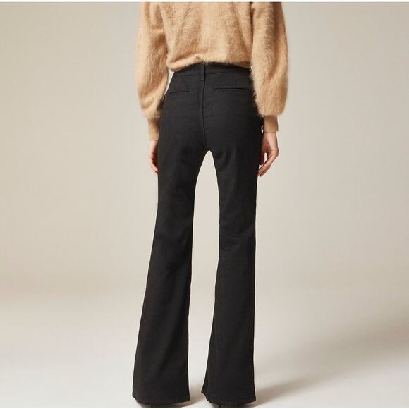 J.Crew 1996 High Rise Flare Jeans Womens 32P Black Semi-stretch Button Zip Fly - Picture 2 of 8